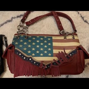 Red American flag & fringe purse